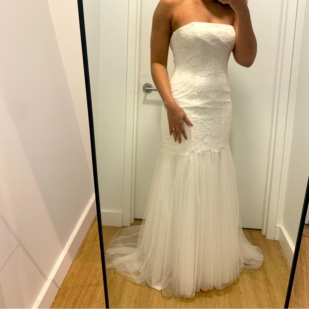 Galina KP3765 Ivory Lace and Tulle Wedding Dress Size 8